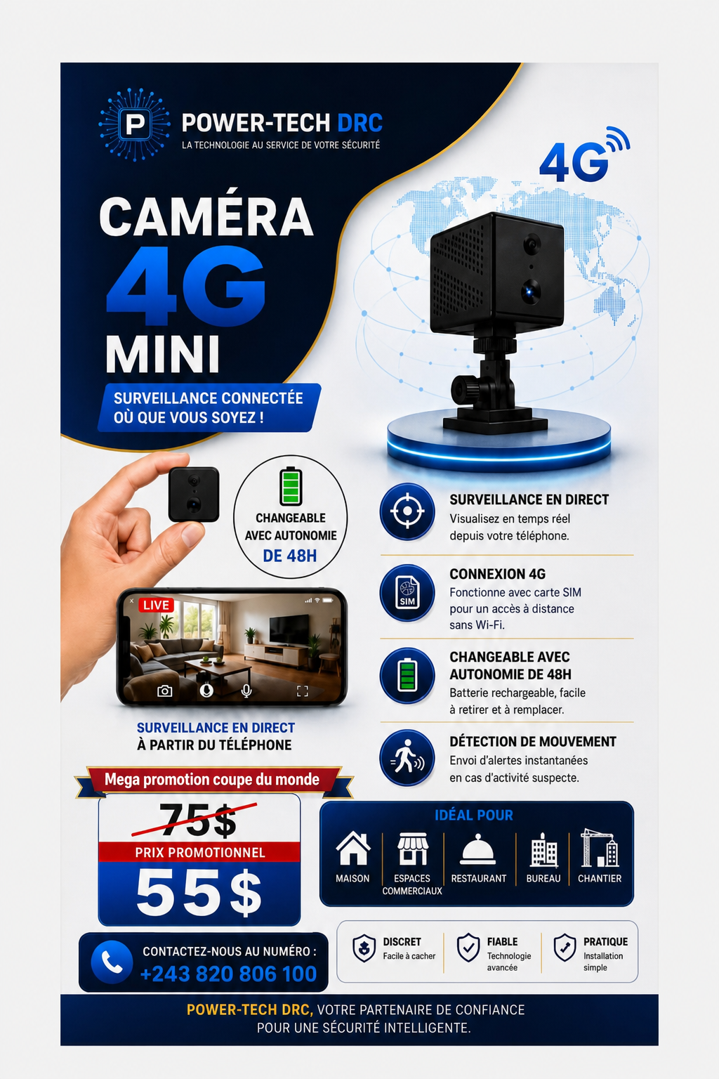 Caméra Mini 4G POWER-TECH DRC