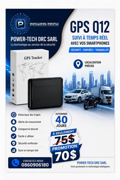 Traceur GPS Q12 POWER-TECH DRC