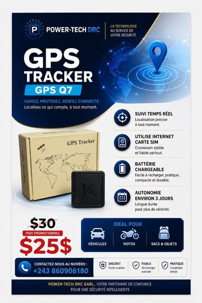 Traceur GPS Q7 POWER-TECH DRC